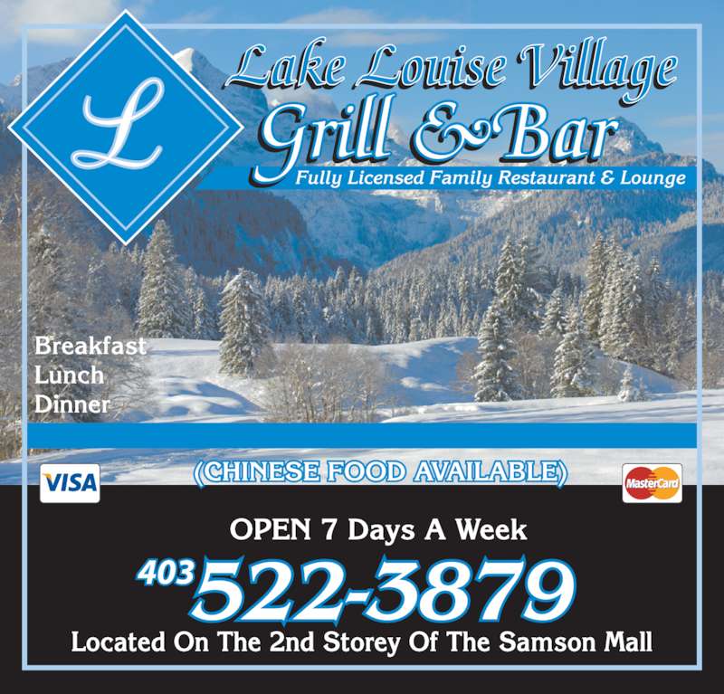 Lake Louise Village Grill & Bar Menu, Hours & Prices 101 Village Rd