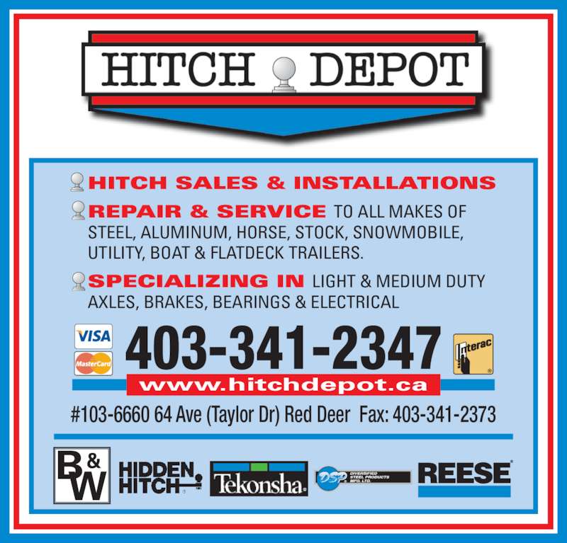 Hitch Depot Inc Opening Hours 1036660 Taylor Dr, Red Deer, AB