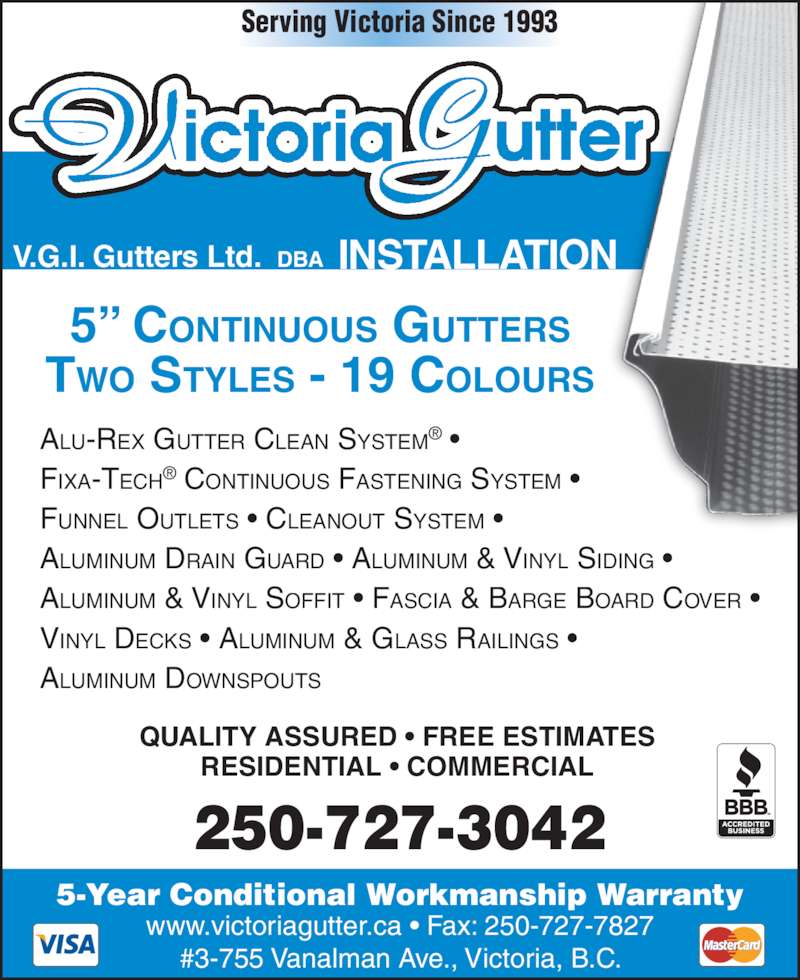 Victoria Gutter Installation Opening Hours 3755 Vanalman Ave