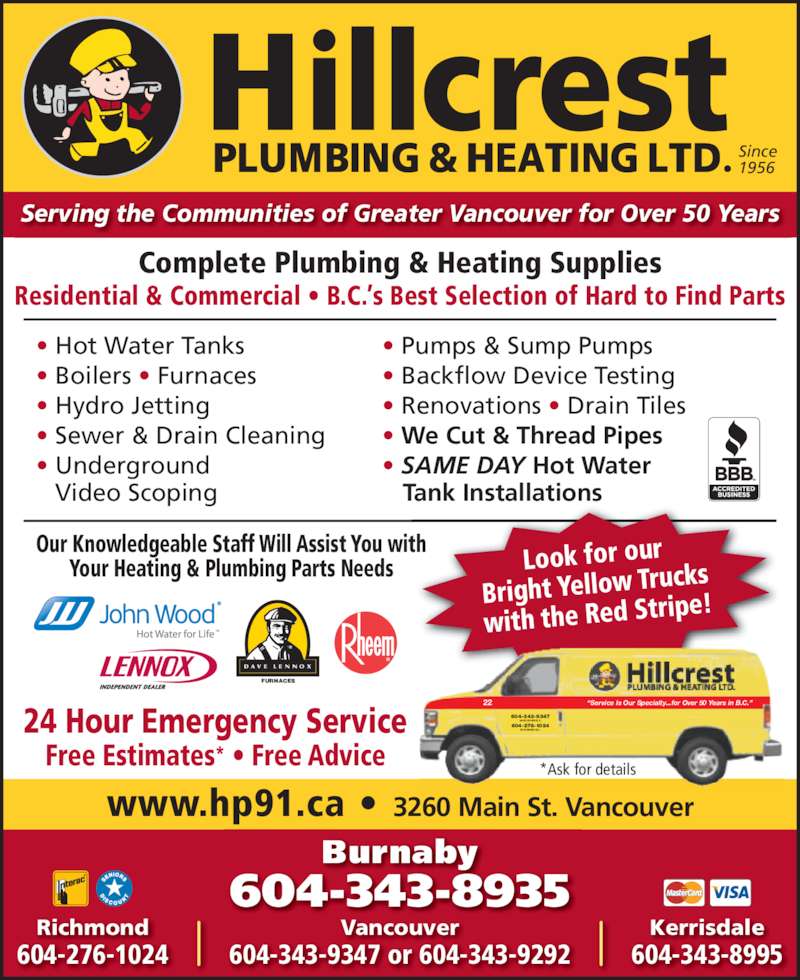 Hillcrest Plumbing & Heating Burnaby Branch Canpages