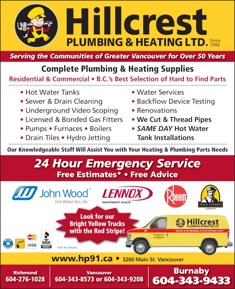 Hillcrest Plumbing & Heating Opening Hours