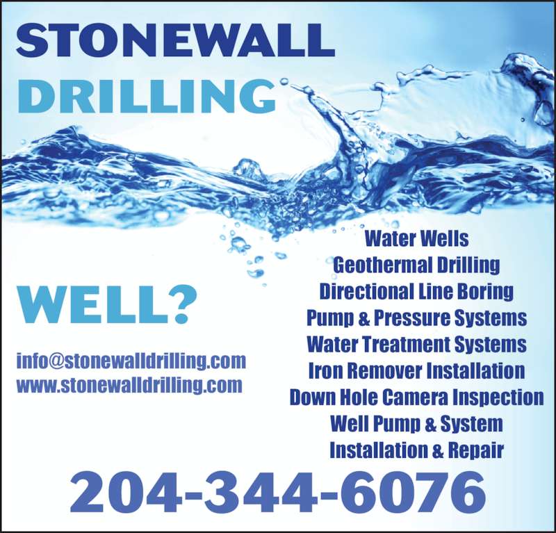 Stonewall Drilling Opening Hours 72049 Road 8E, Stony Mountain, MB