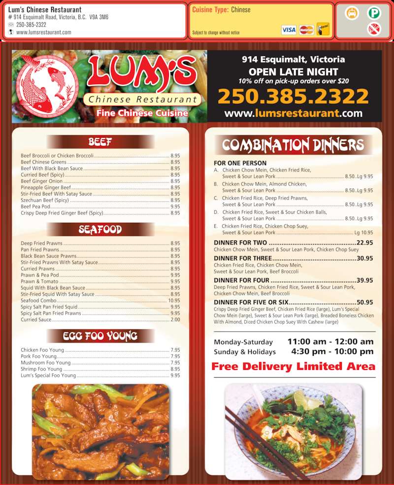 Lum's Chinese Restaurant Victoria, BC 914 Esquimalt Rd Canpages