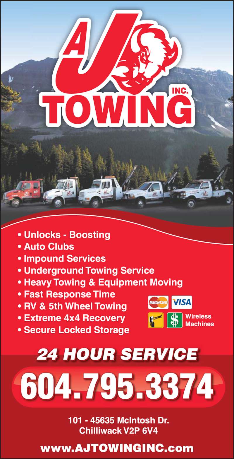 A J Towing Opening Hours 10145635 McIntosh Dr, Chilliwack, BC