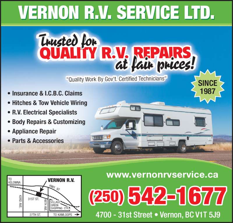 Vernon R V Service Ltd Opening Hours 4700 31 St, Vernon, BC