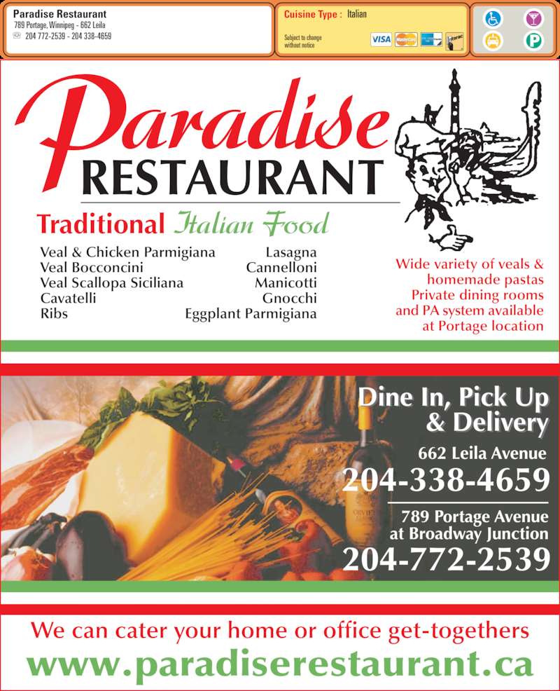 Paradise Restaurant Menu, Hours & Prices 662 Leila Ave, Winnipeg, MB