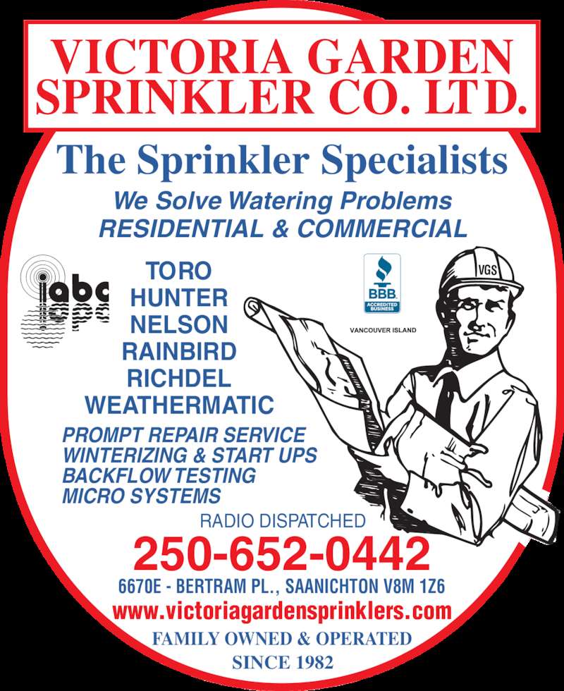 Victoria Garden Sprinkler Co Ltd Opening Hours 6670E Bertram Pl
