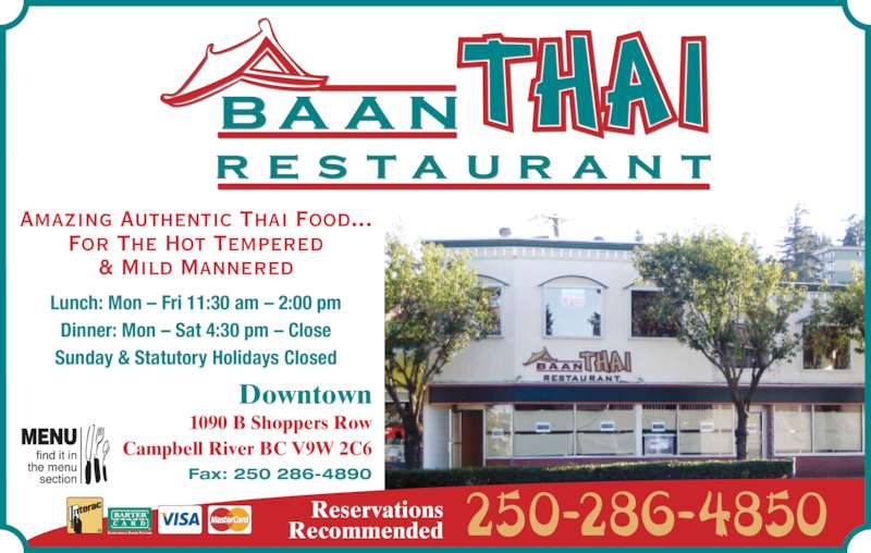 Baan Thai Restaurant Menu, Hours & Prices B1090 Shoppers Row