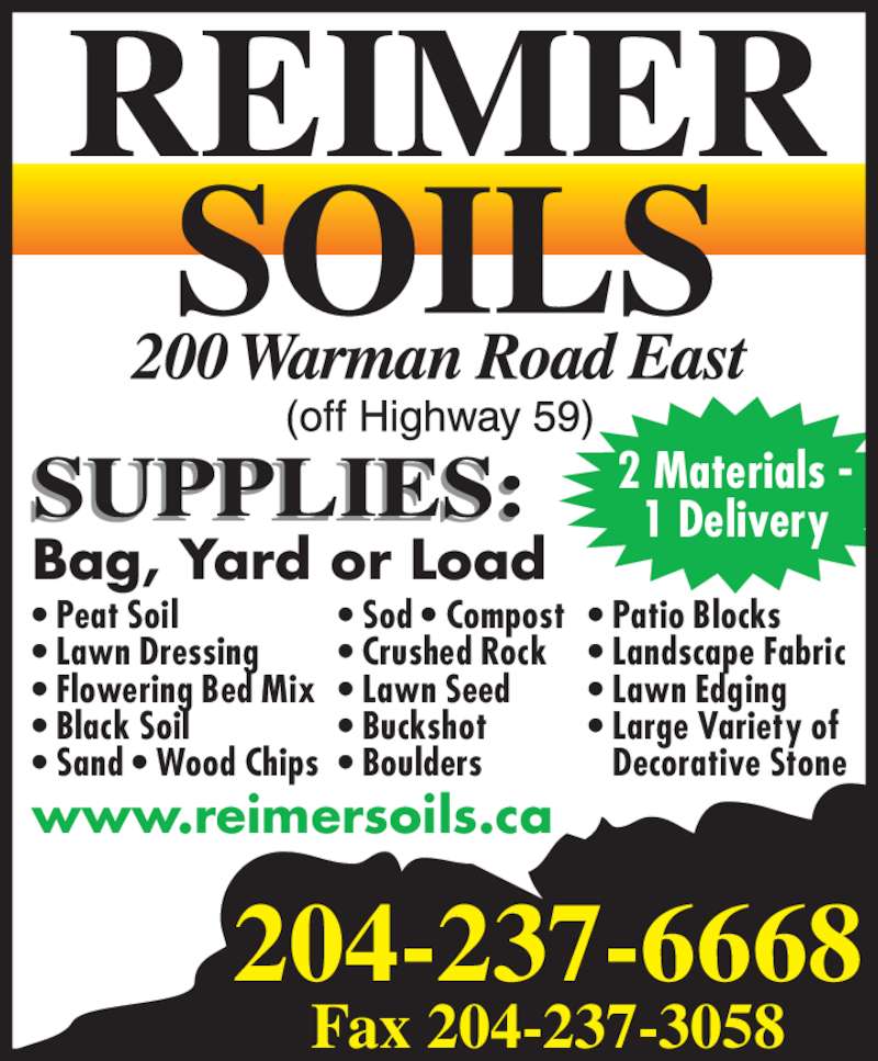 Reimer Soils Winnipeg, MB 200 Warman Rd Canpages