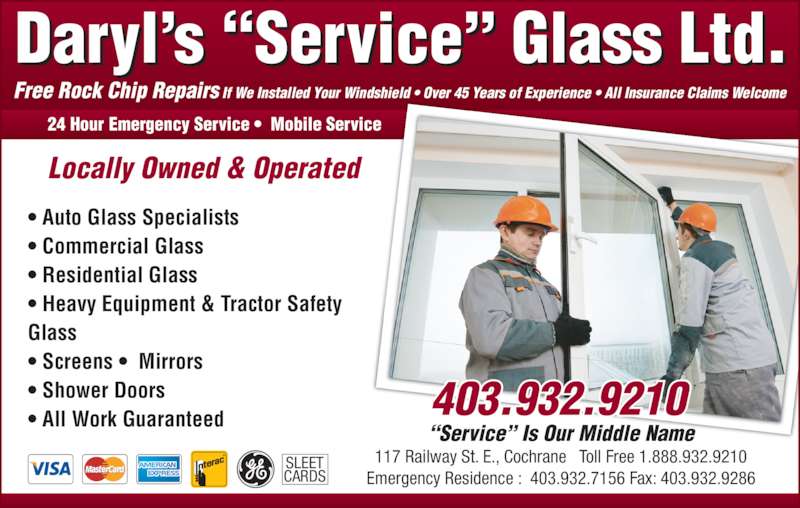 Daryl's Service Glass Opening Hours 117 Railway St E, Cochrane, AB