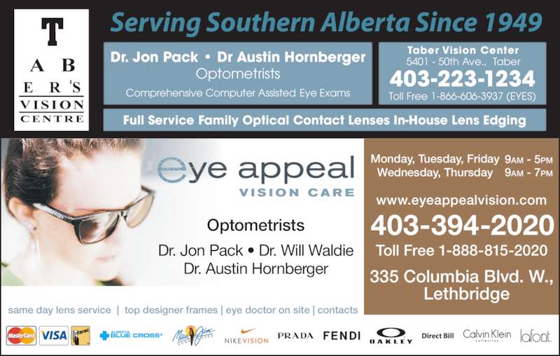Eye Appeal Vision Care Ltd Opening Hours 335 Columbia Blvd W