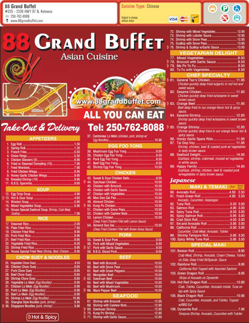 88 Grand Buffet 3252339 Hwy 97 N, Kelowna, BC