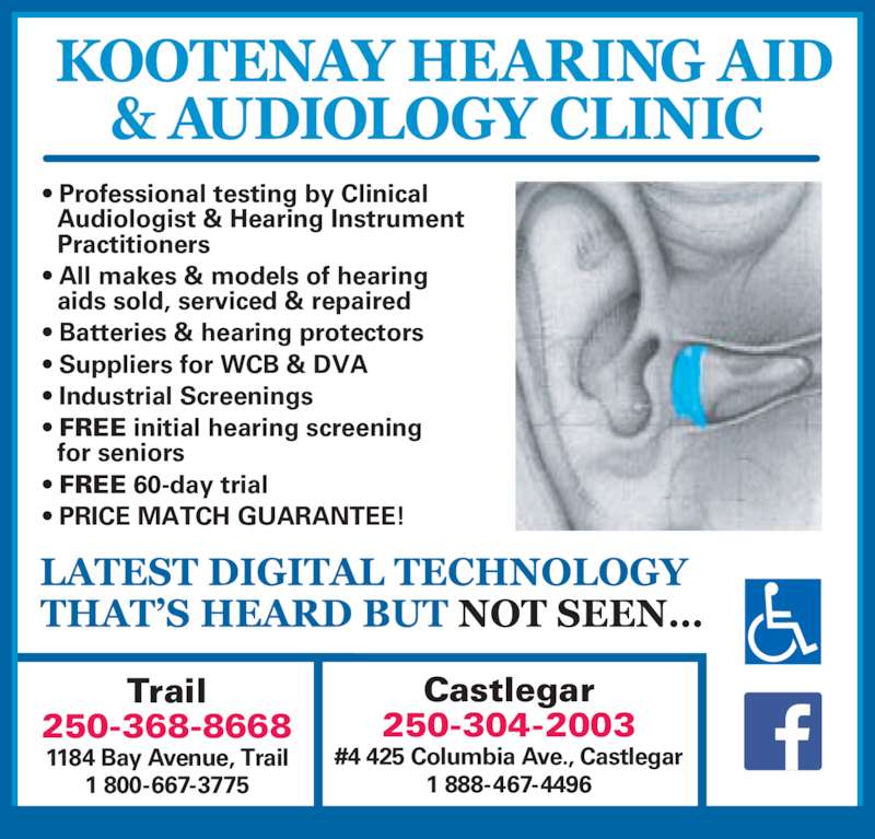 Kootenay Hearing Aid & Audiology Clinic 1184 Bay Ave, Trail, BC