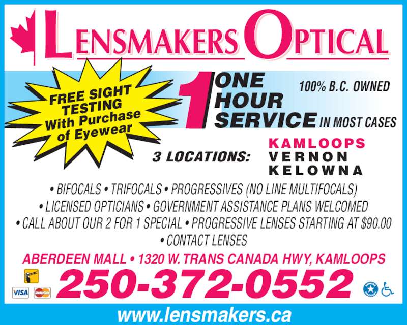 Lensmakers Optical Opening Hours 2571320 Trans Canada Hwy W