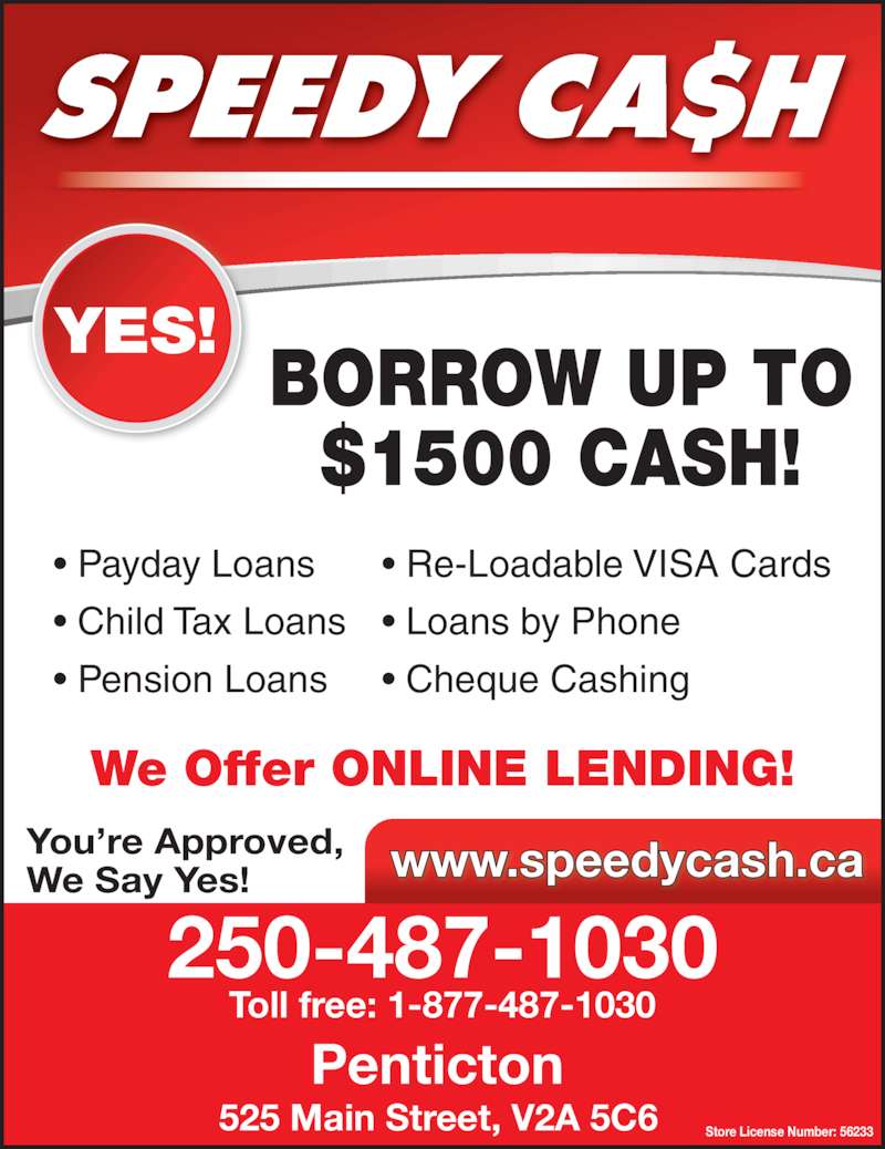 Speedy Cash Payday Advances - Penticton, BC - 525 Main St | Canpages