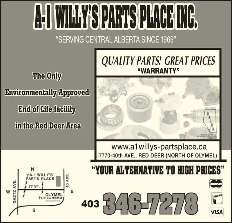 A1 Willy's Parts Place Inc Red Deer, AB 7770 40 Ave Canpages