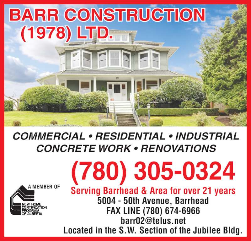 Barr Construction (1978) Ltd Opening Hours 5004 50 Ave, Barrhead, AB
