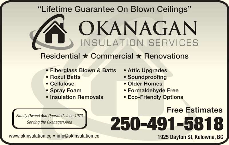 Okanagan Insulation Services Opening Hours 2D150 Campion St