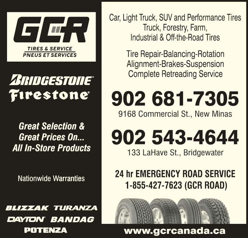 GCR Tires & Service 9168 Commercial St, New Minas, NS