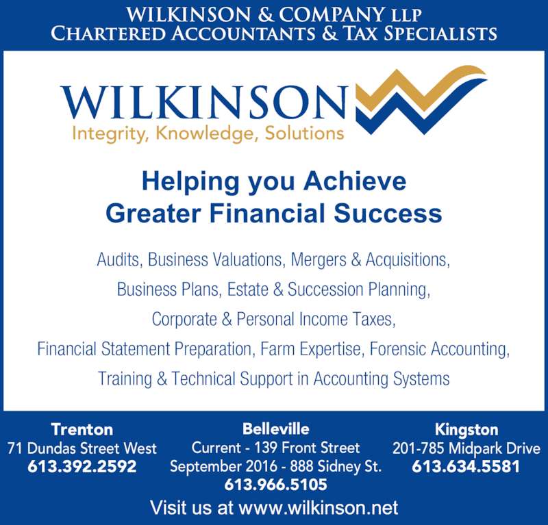 Wilkinson & Company LLP Opening Hours 71 Dundas St W, Trenton, ON