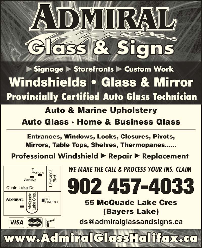 Admiral Glass & Signs Opening Hours 55 McQuade Lake Cres, Halifax, NS