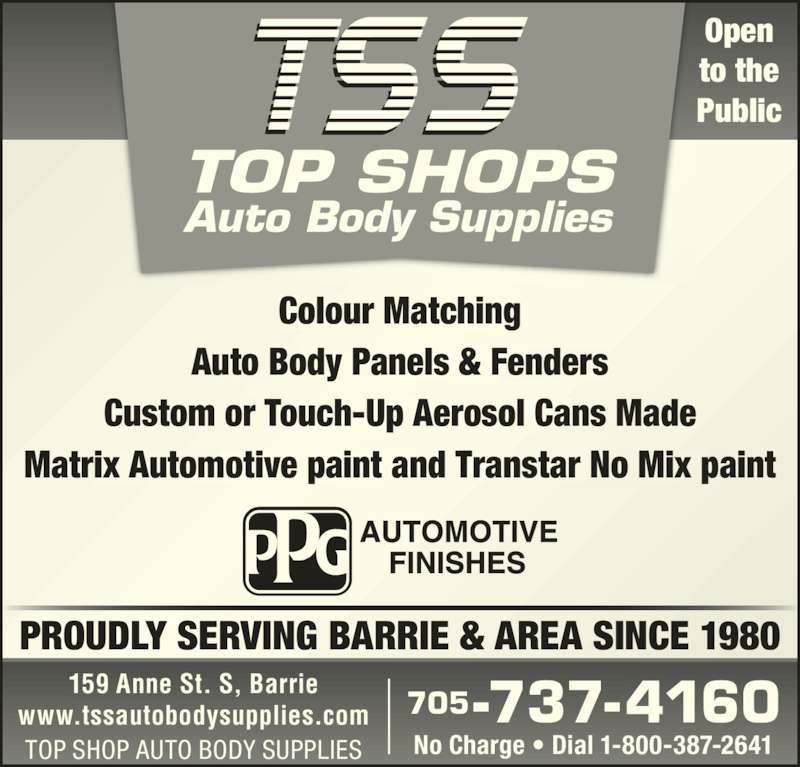 Top Shop Autobody Supply Opening Hours 159 Anne St S, Barrie, ON