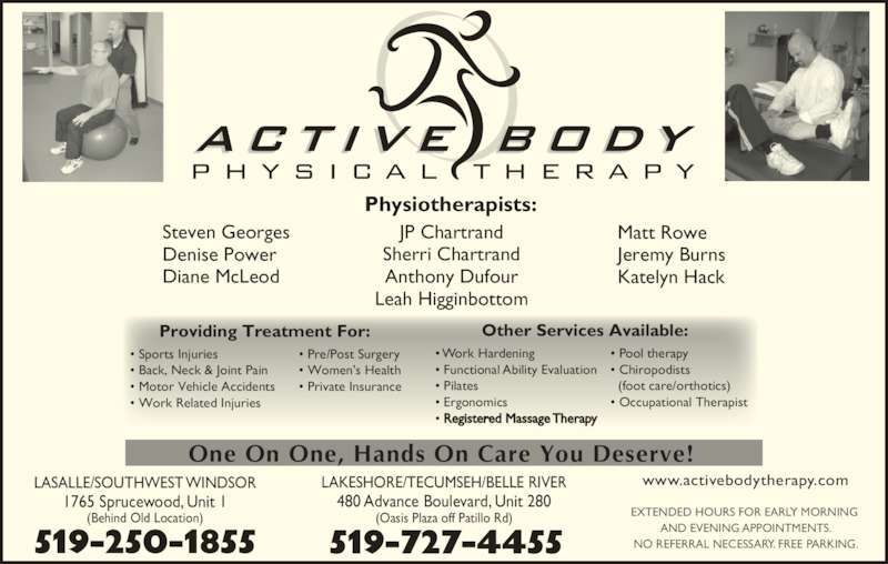 Active Body Physical Therapy 1765 Sprucewood Ave, Windsor, ON