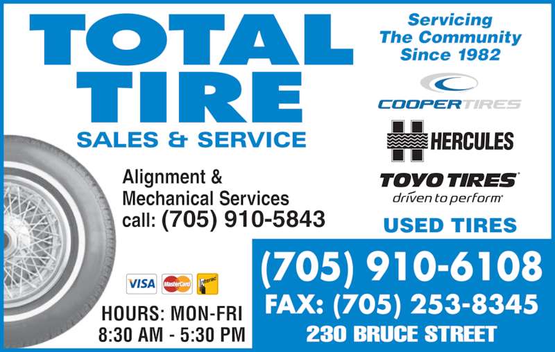 Total Tire Sales & Service Opening Hours 230 Bruce St, Sault Ste
