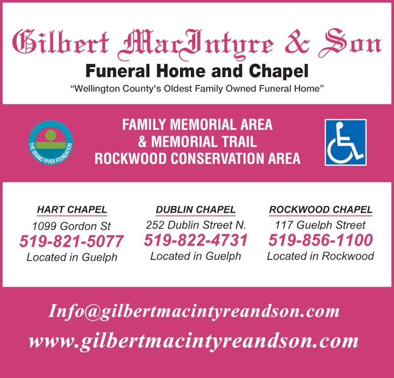 MacIntyre Gilbert & Son Funeral Home & Chapel 252 Dublin St N, Guelph, ON