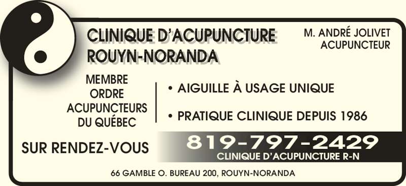 Clinique D'Acupuncture R-N - Horaire d'ouverture - 200-66 Clinique D'Acupuncture R-N - Horaire d'ouverture - 200-66