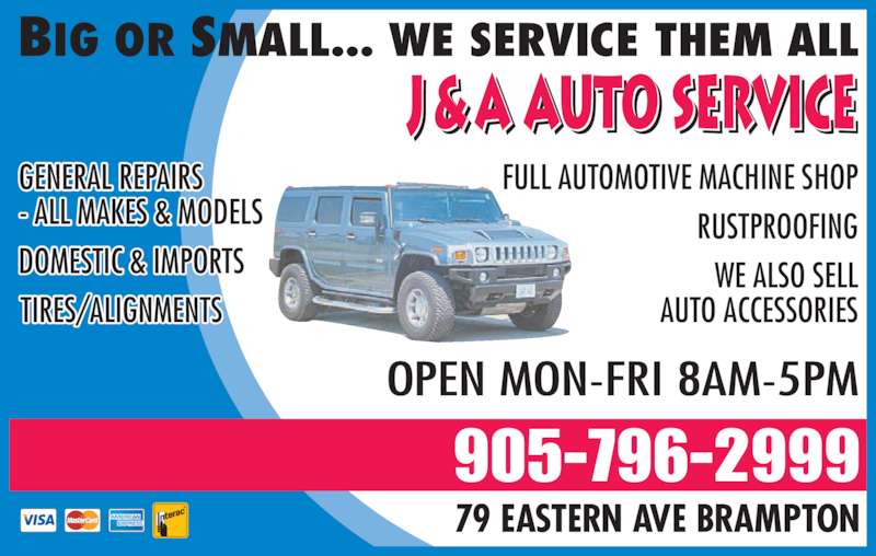 J & A Auto Service Inc Opening Hours 79 Eastern Ave, Brampton, ON