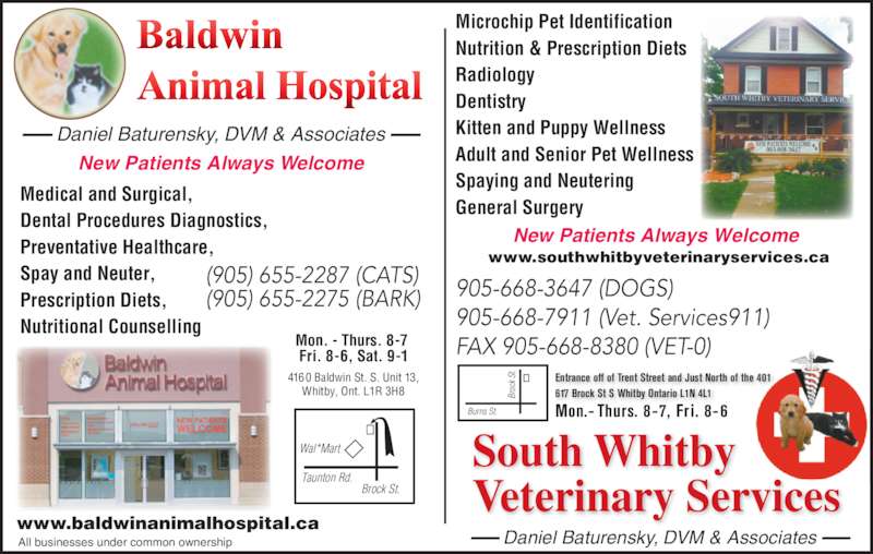 Baldwin Animal Hospital Opening Hours 4160 Baldwin St S, Whitby, ON