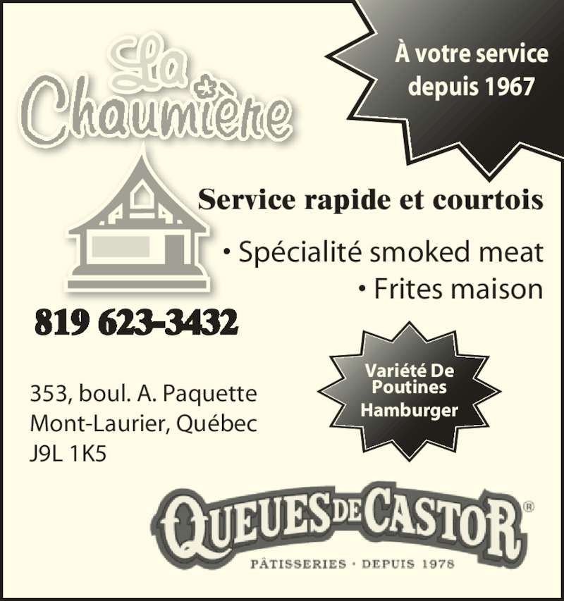 Restaurant La Chaumière Menu, Horaire et Prix 353, boul Albiny