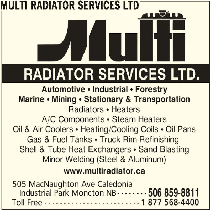 Multi Radiator Services Ltd Opening Hours 505 MacNaughton Ave