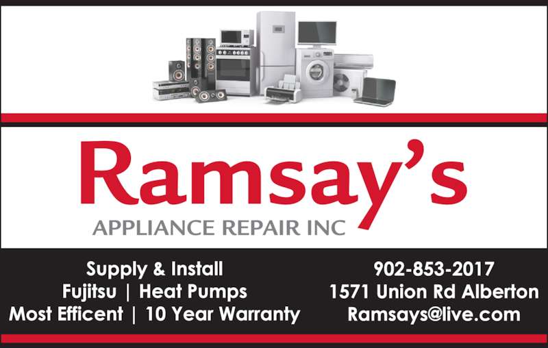 Ramsay's Appliance Repair Inc Opening Hours 1571 Union Rd Alberton