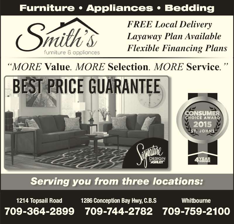 Smith's Furniture & Appliances Opening Hours 1214 Topsail Road Main