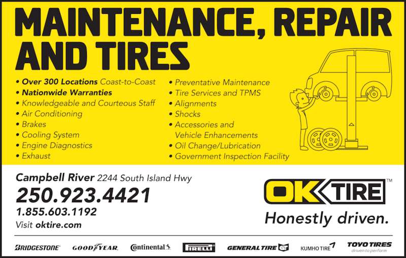 OK Tire Opening Hours 2244 South Island Hwy, Campbell River, BC