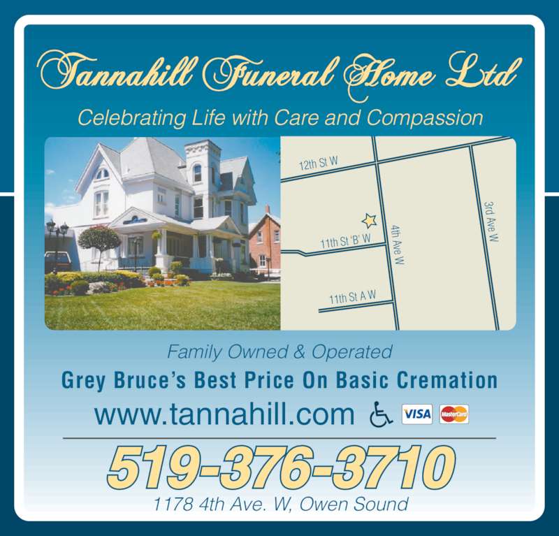 Tannahill Funeral Home Ltd 1178 4th Ave W, Owen Sound, ON
