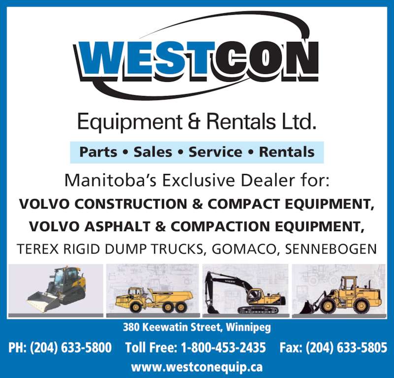 Westcon Equipment & Rentals Ltd. Opening Hours 380 Keewatin St