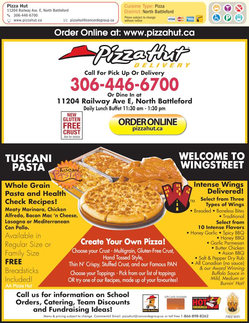 Pizza Hut North Battleford, SK 11204 Railway Ave E Canpages