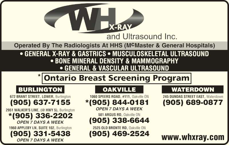 WentworthHalton XRay and Ultrasound Inc 672 Brant St, Burlington, ON