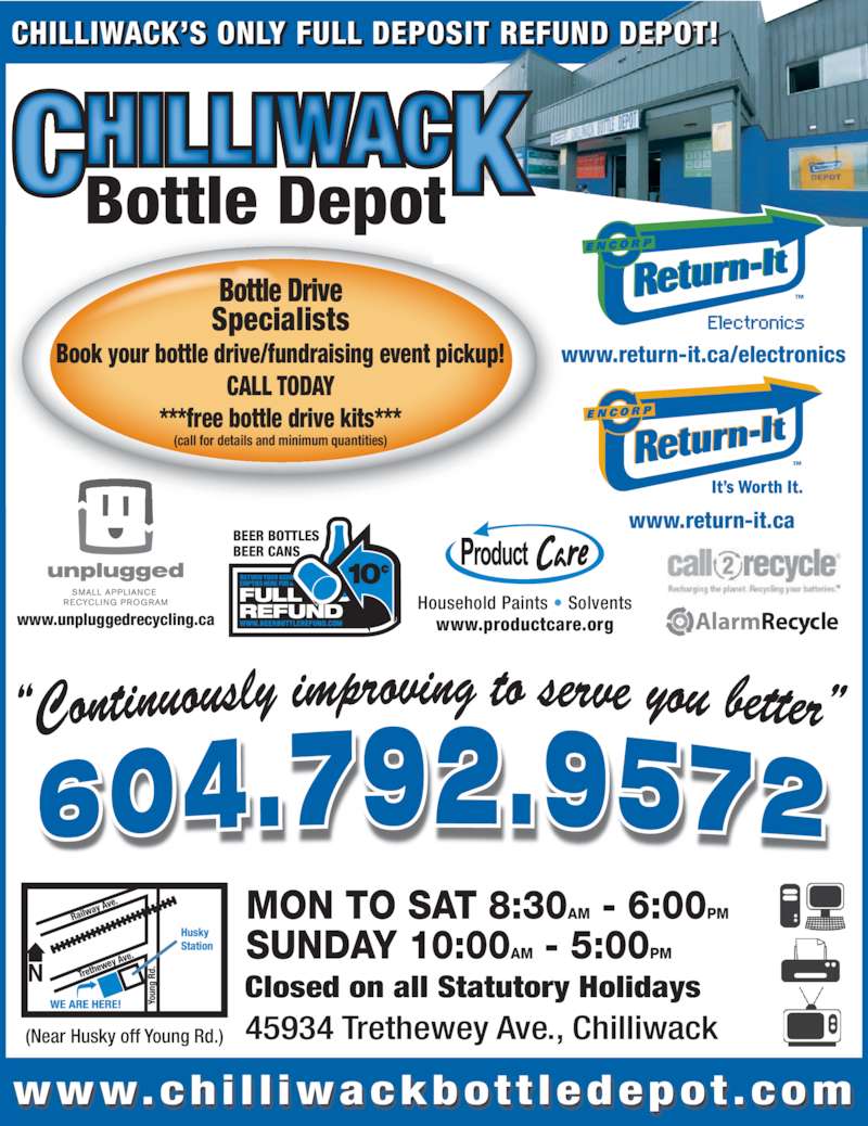 Chilliwack Bottle Depot Ltd Opening Hours 45934 Trethewey Ave