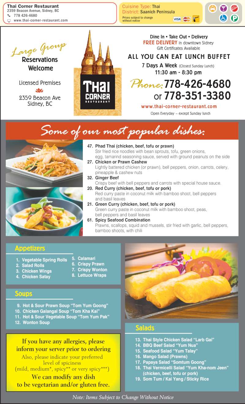 Thai Corner Restaurant Sidney, BC 2359 Beacon Ave Canpages