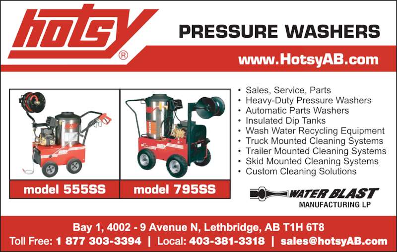 Hotsy Pressure Washers Opening Hours 14002 9 Ave N, Lethbridge, AB