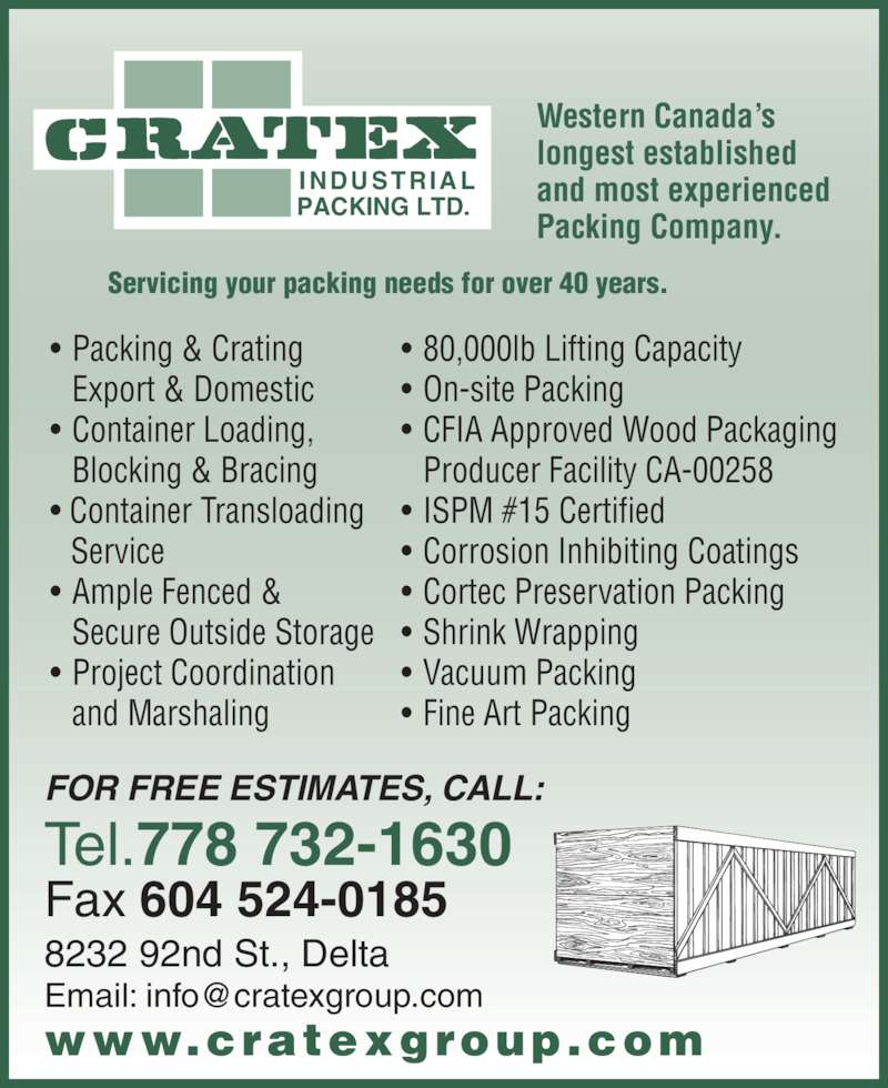 Cratex Industrial Packing Ltd 8232 92 St, Delta, BC
