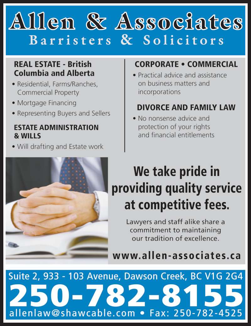 Allen & Associates Opening Hours 2933 103 Ave, Dawson Creek, BC