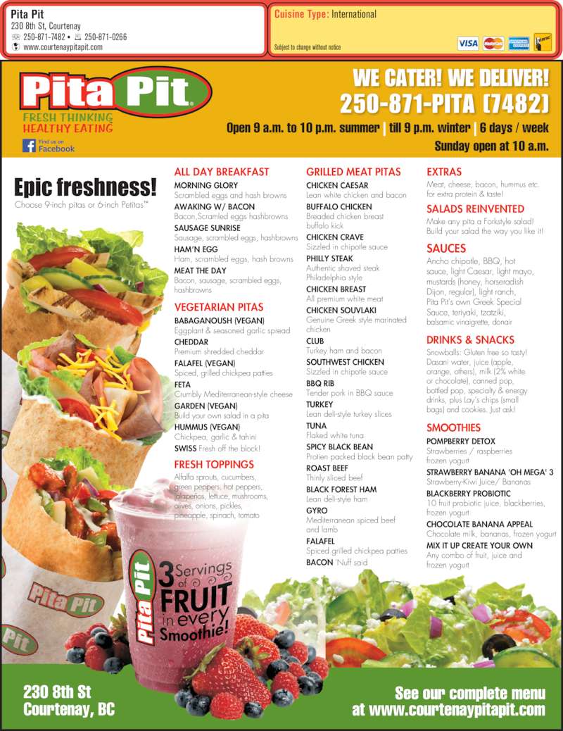 Printable Pita Pit Menu Printable Word Searches