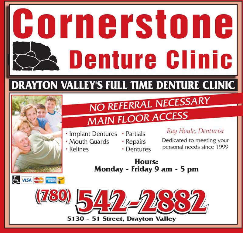 Cornerstone Denture Clinic Opening Hours 5130 51 St, Drayton Valley, AB
