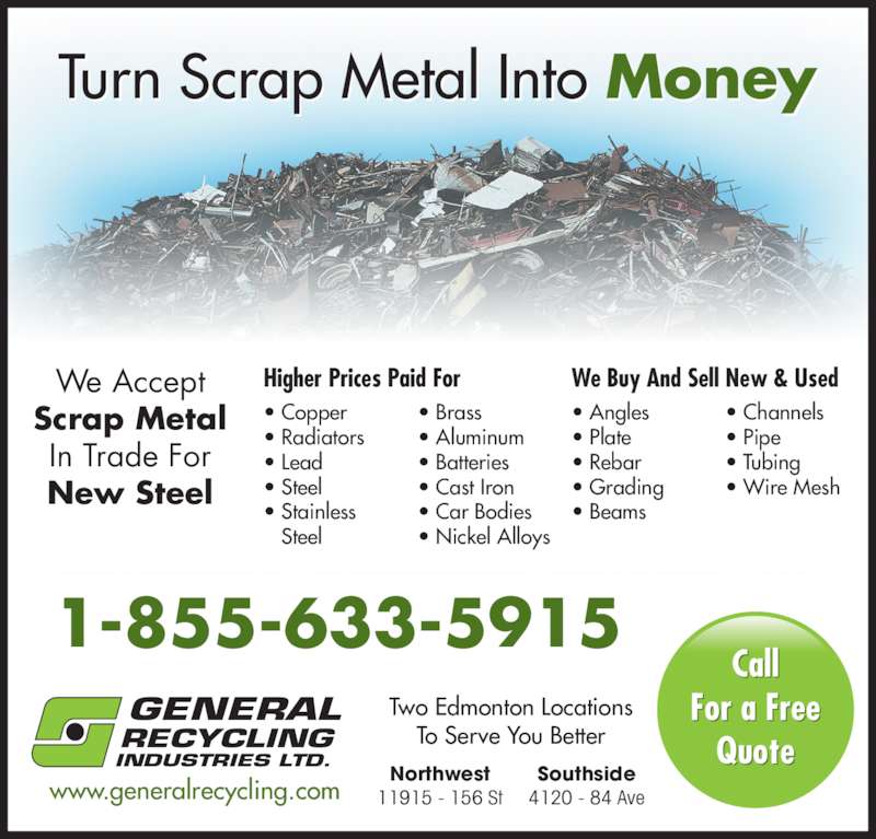 General Recycling Industries Ltd Edmonton, AB 4120 84 Ave NW Canpages