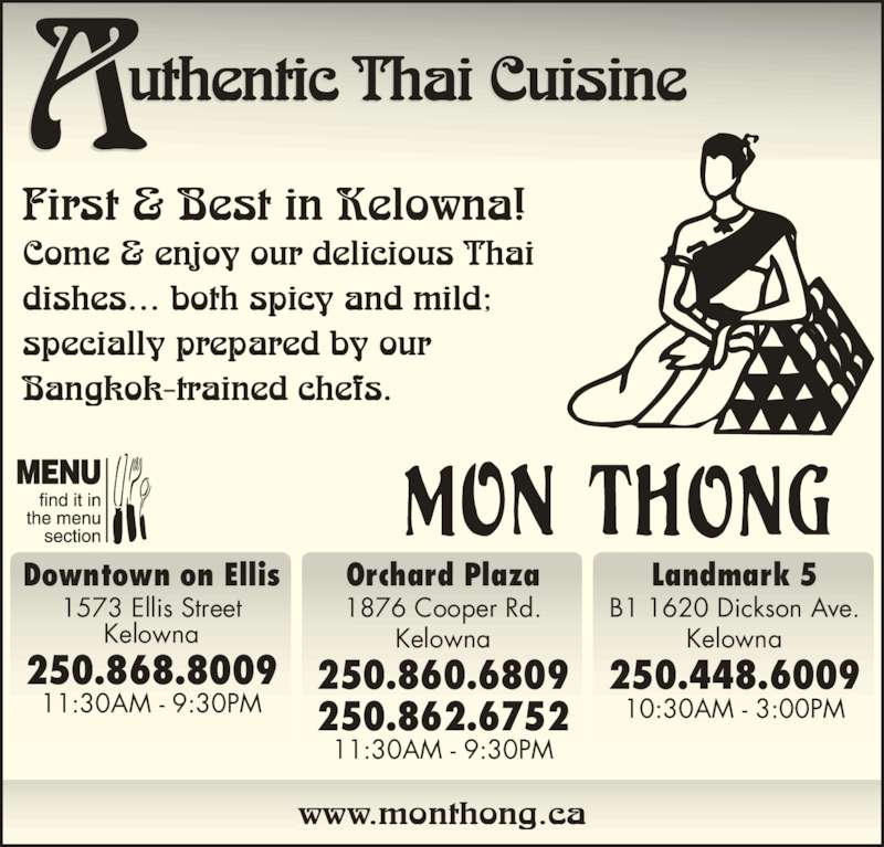 Mon Thong Thai Restaurant On Ellis Kelowna Bc Mon Thong Thai Restaurant On Ellis Kelowna Bc